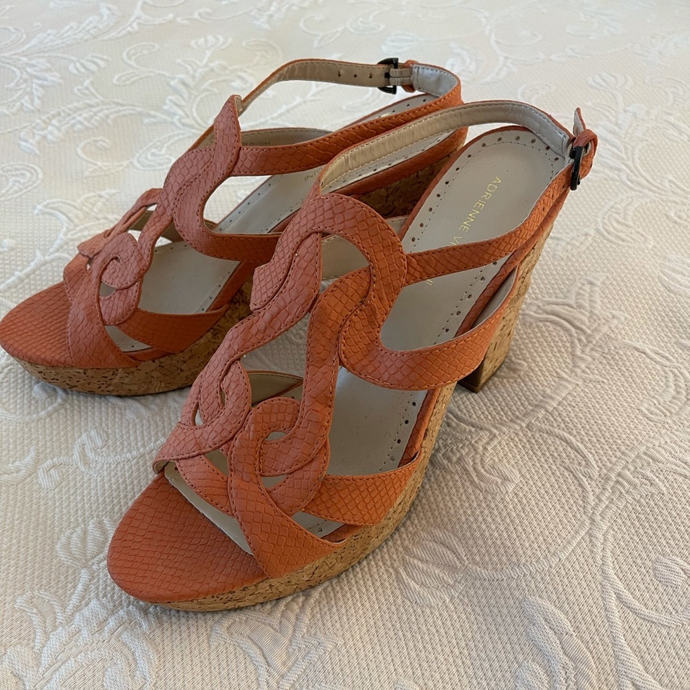 Adrienne Vittadini orange leather sandals